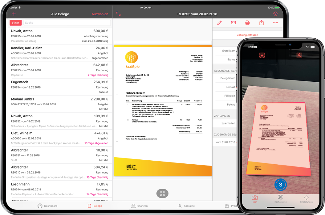 Lexware Office invoice editor